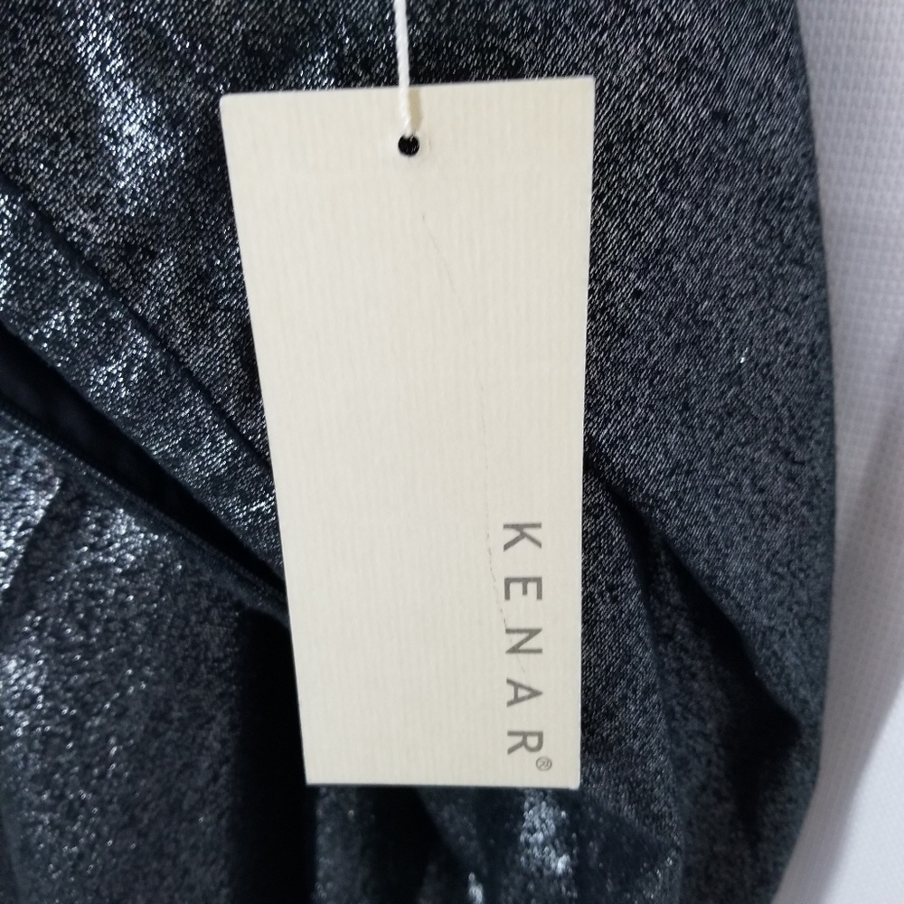 Kenar Metallic Black Silver Pleated Holiday Skirt - Picture 7 of 8